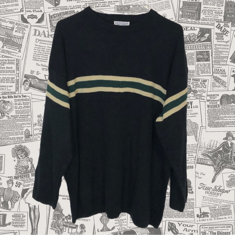 Montana Blues Jean Company Crew Neck Sweater, 100% Acrylic, Made in Korea
